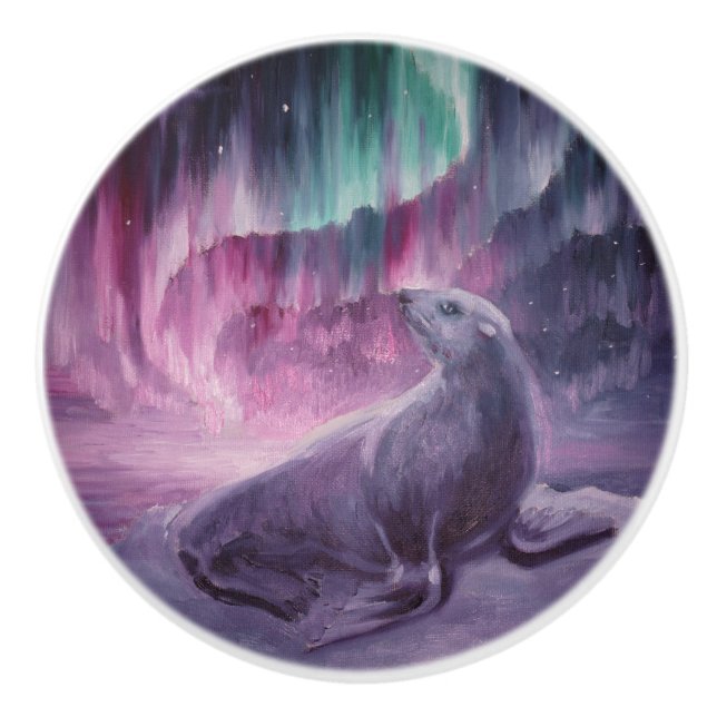 Sad lonely seal ceramic knob (Front)