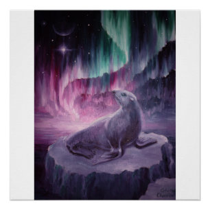 Sad lonely seal poster