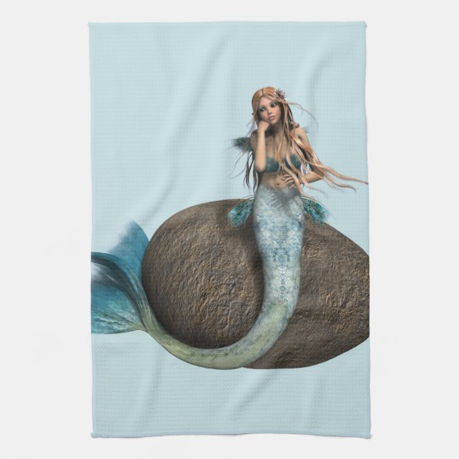 Sad Mermaid Kitchen Towel (Vertical)
