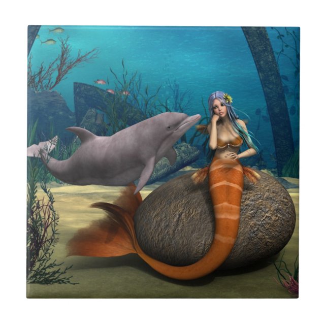 Sad Mermaid Tile (Front)
