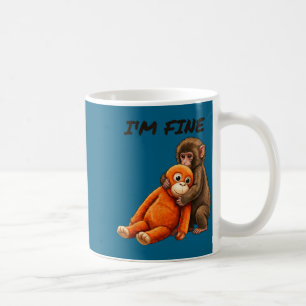 Sad monkey punch meme with an orange toy i'm fine  coffee mug