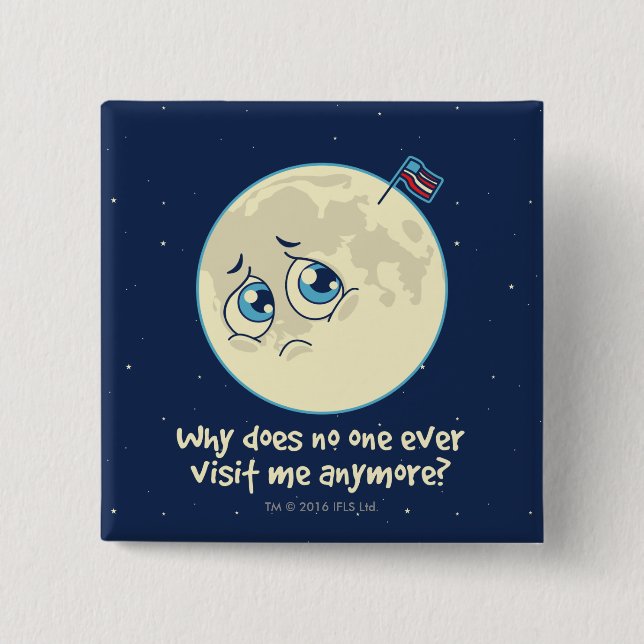 Sad Moon 2 Inch Square Button (Front)