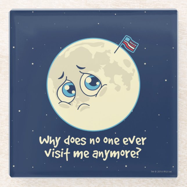 Sad Moon Glass Coaster (Front)