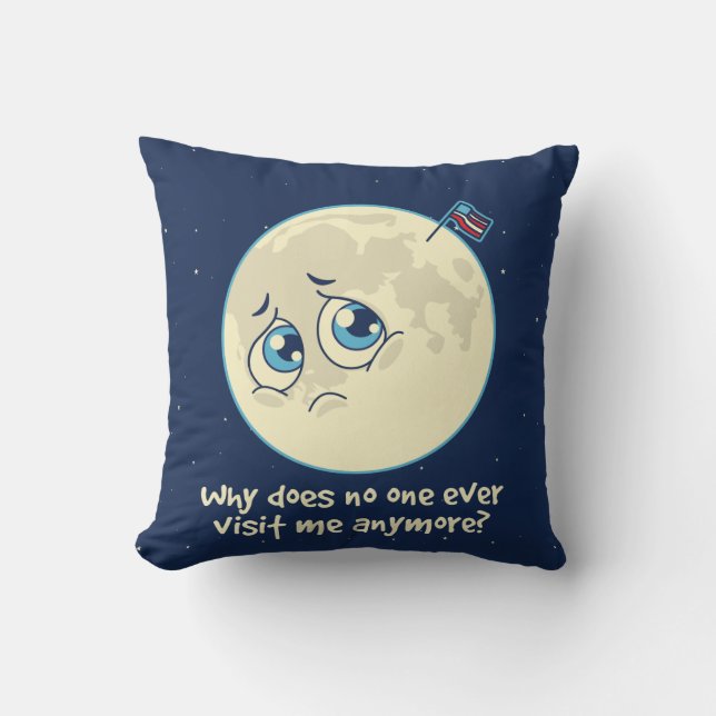 Sad Moon Throw Pillow (Front)
