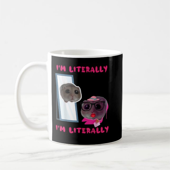 Sad Mouse Meme Funny Hamster Coffee Mug (Left)