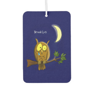 Sad owl with tear and moon missing you cartoon air freshener