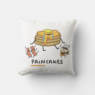 Sad Paincakes - Funny Breakfast Food Pun & Kawaii Throw Pillow