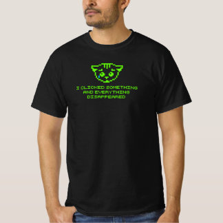 Sad Pixel Cat Clicked Something Funny Programmer T-Shirt