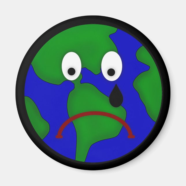 Sad Planet Earth Design Magnet (Front)