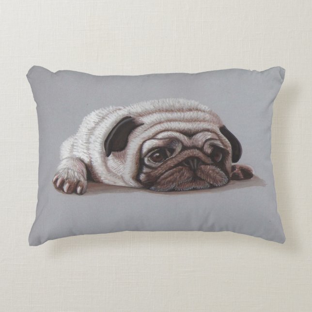 Sad Pug Accent Pillow (Front)