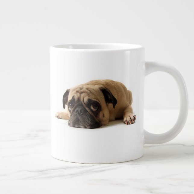 Sad Pug Large Coffee Mug (Right)