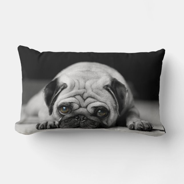 Sad Pug Lumbar Pillow (Front)
