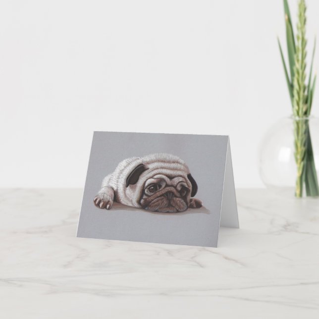 Sad Pug Thank You Card (Front)