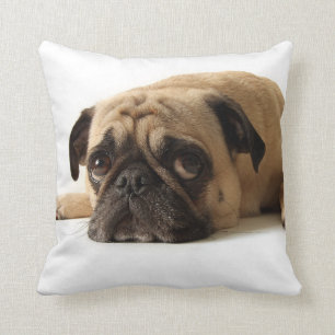 Sad Pug Throw Pillow