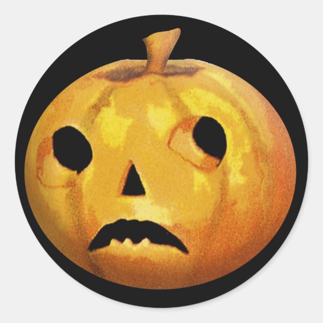 Sad Pumpkin Face for Halloween Fun Stickers (Front)