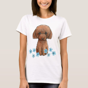 Sad Puppy Red Poodle Cute Chocolate Doodle Puppy   T-Shirt