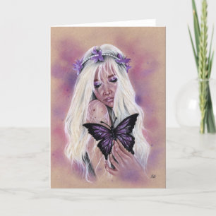 Sad Purple fairy Butterfly Greeting card