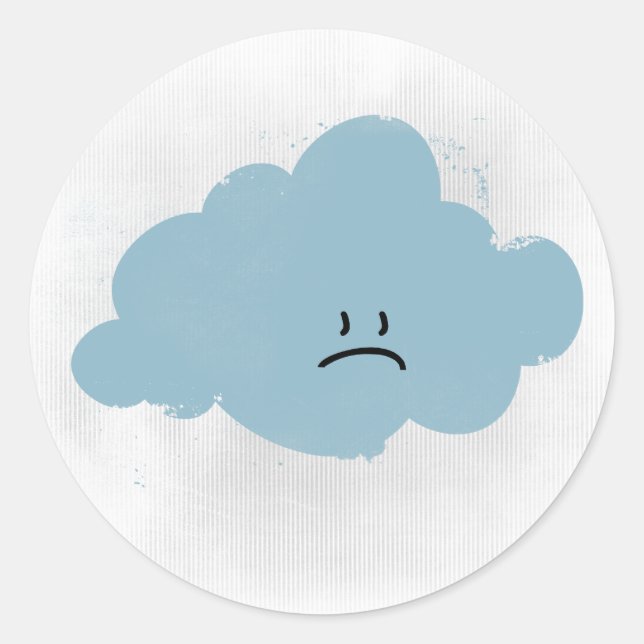 Sad Rain Cloud Classic Round Sticker (Front)