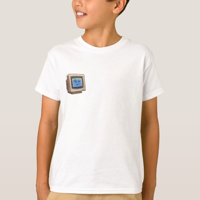 Sad Retro Computer Screen Kids T-Shirt (Front)