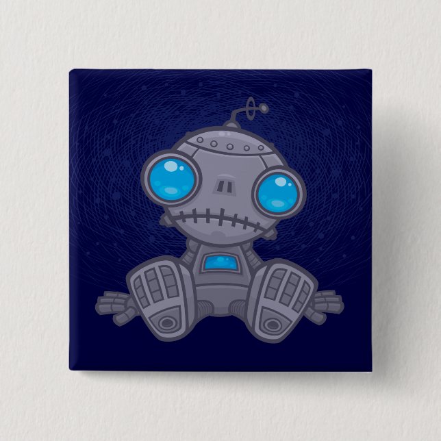 Sad Robot 2 Inch Square Button (Front)