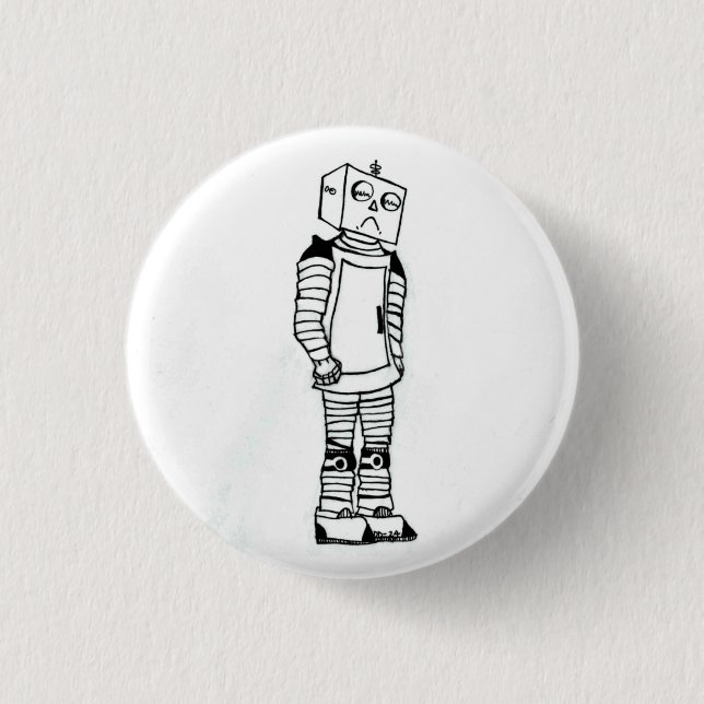 Sad Robot Button (Front)