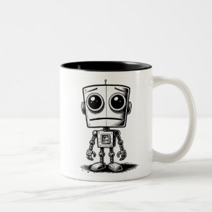 Sad Robot – I Need A Reboot Two-Tone Coffee Mug