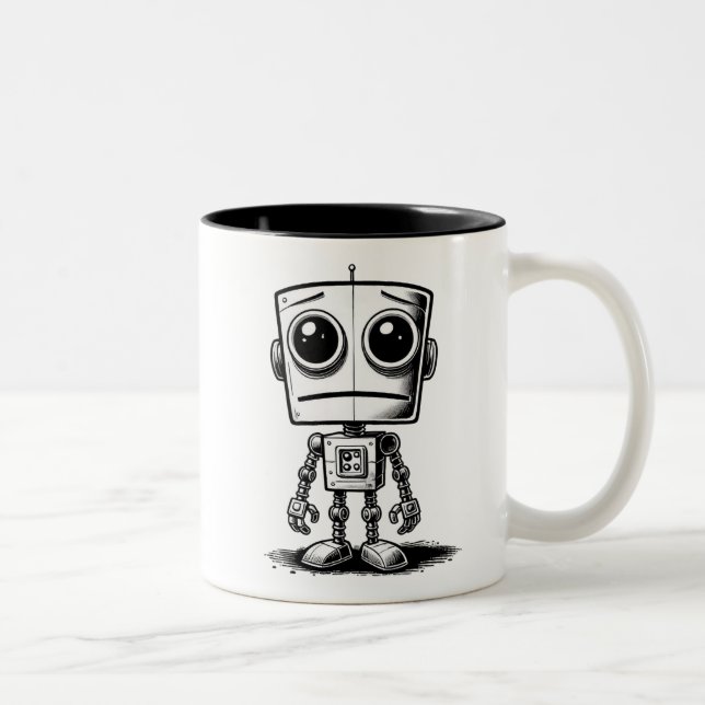 Sad Robot – I Need A Reboot Two-Tone Coffee Mug (Right)