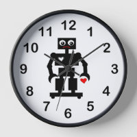 Sad Robot With Oily Tear and Broken Heart Round Cl