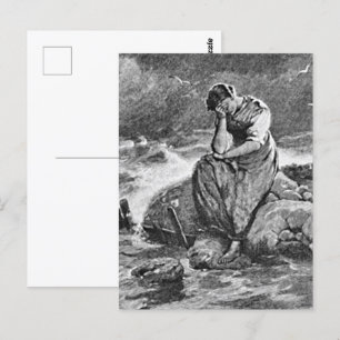 Sad Sorrow Depressed Gothic Woman Sympathy Design Postcard