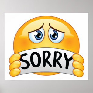 Sad Sorry Emoji Face Holding Apology Sign
