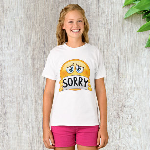 Sad Sorry Emoji Face Holding Apology Sign T-Shirt