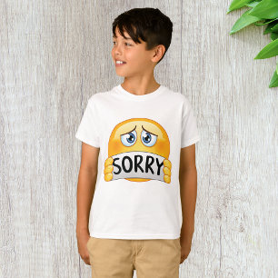 Sad Sorry Emoji Face Holding Apology Sign T-Shirt