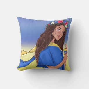 Sad Ukraine Woman  Throw Pillow