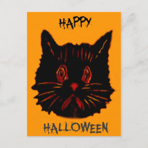 Sad Unhappy Frown Glum Gloomy Down Black Cat Postcard