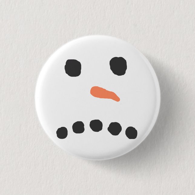 Sad Unhappy Snowman Face Bah Humbug 1 Inch Round Button (Front)