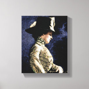 Sad Vintage Victorian Woman with Feather Hat Canvas Print