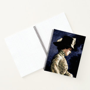 Sad Vintage Victorian Woman with Feather Hat Notebook