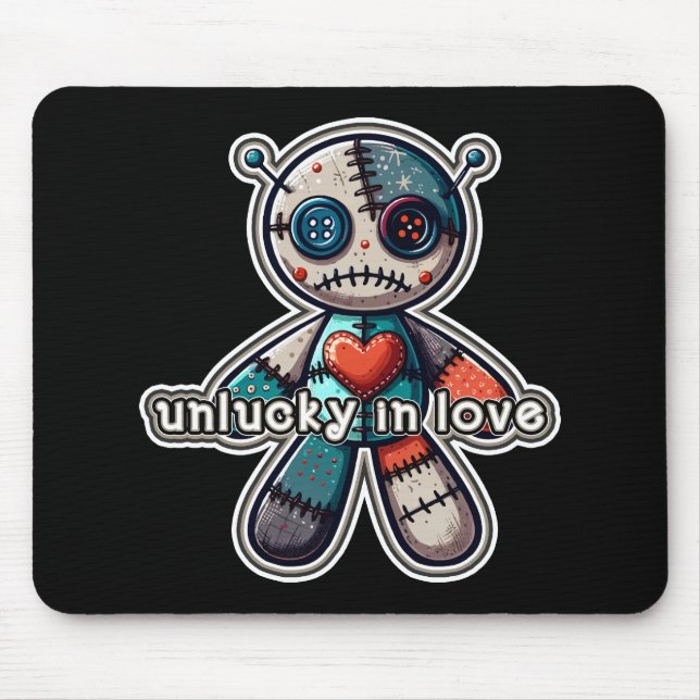 Sad VOODOO Doll Bear UNLUCKY in LOVE Mouse Pad (Front)