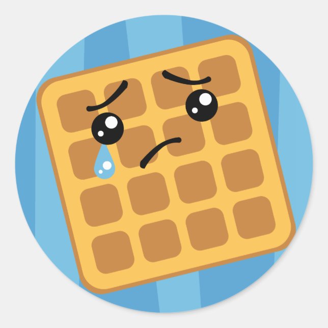 Sad Waffle Classic Round Sticker (Front)