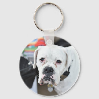 Sad White Boxer Keychain