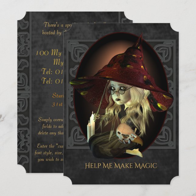 Sad Witch Halloween Party Invitation (Front/Back)
