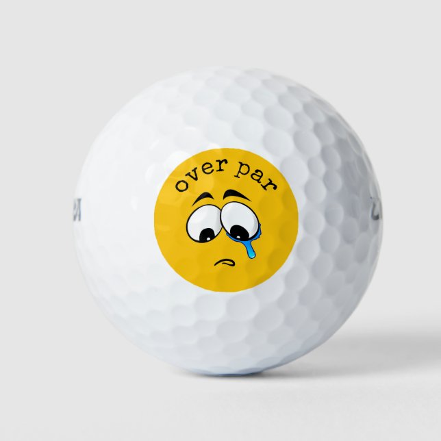 Sad Yellow Emoji Golf Balls (Front)