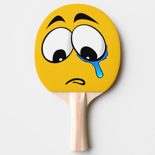 Sad Yellow Emoji Ping Pong Paddle (Front)