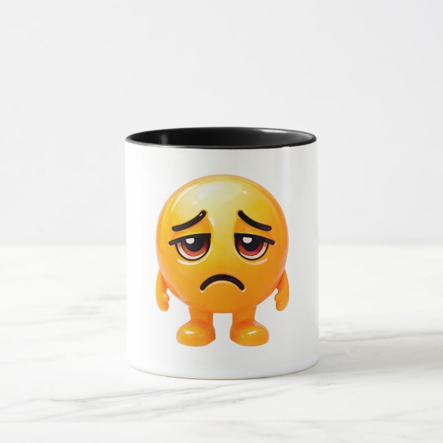 Sad Yellow Smiley Illustration Mug (Center)