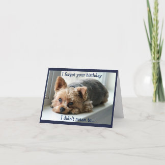 Sad Yorkie Belated Birthday Card