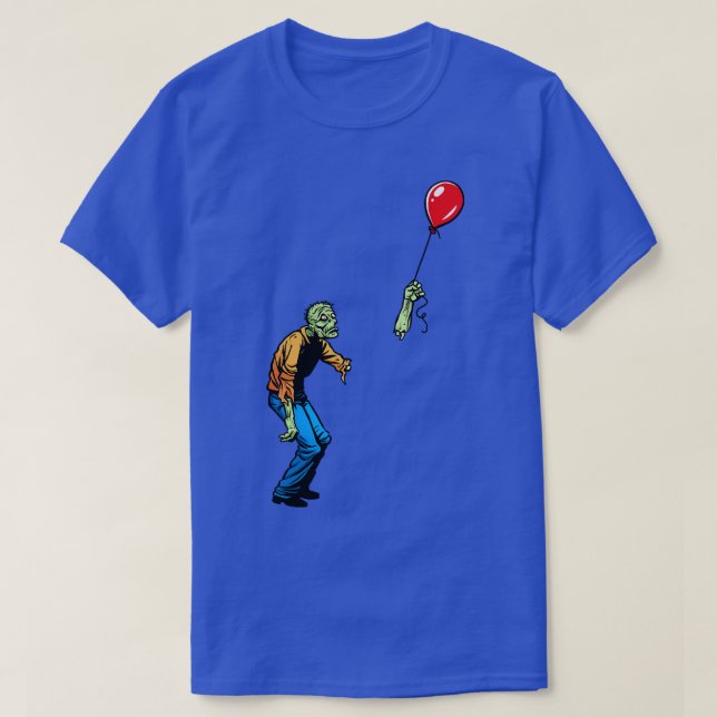 Sad Zombie and Balloon Baseball TShirt (Design Front)