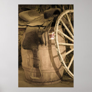 Saddle, Barrel, and Wagon Wheel Poster