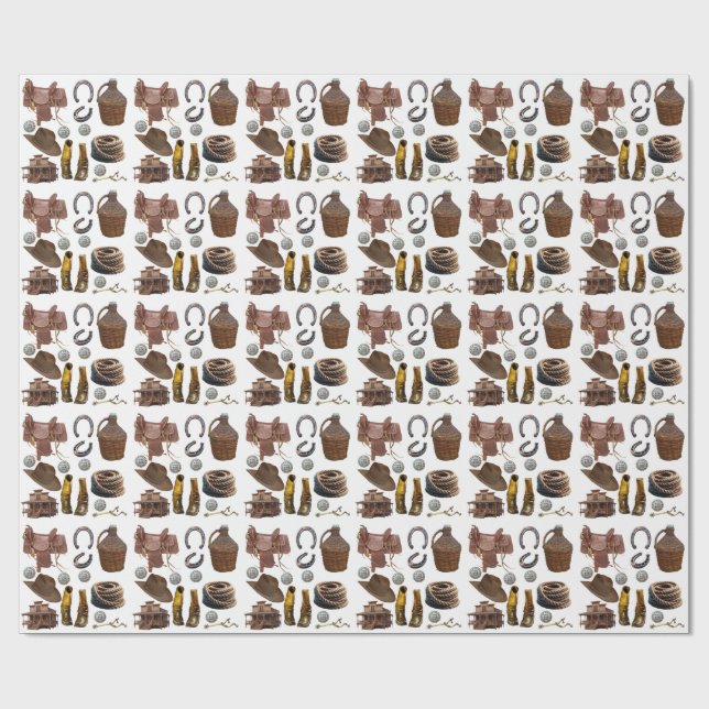 Saddle Boots HORSE SHOES cowboy clipART  Wrapping Paper (Flat)