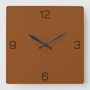 Saddle Brown 8B4513 Colour - Option to Add Name Square Wall Clock