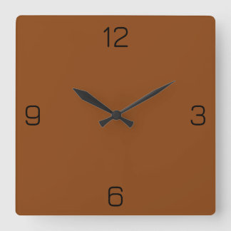 Saddle Brown 8B4513 Colour - Option to Add Name Square Wall Clock